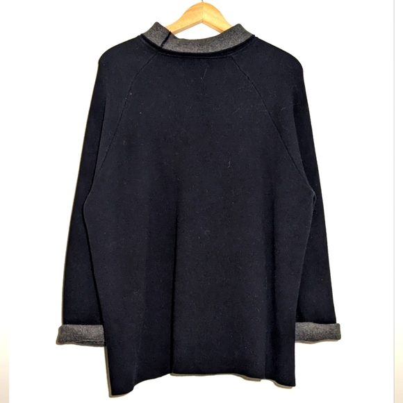 Reiss Chloe Black Gray Turtleneck Cashmere Blend Roll Neck Sweater Nigh Size M-L - Picture 2 of 8